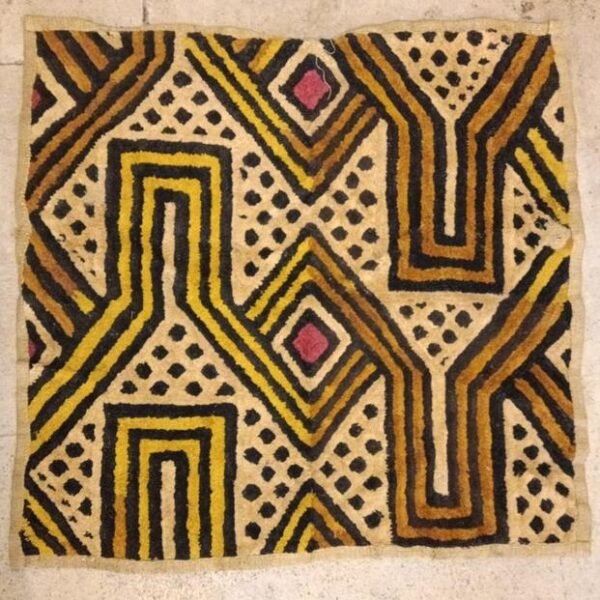 Velours Kuba – Motifs en labyrinthe jaune et brun