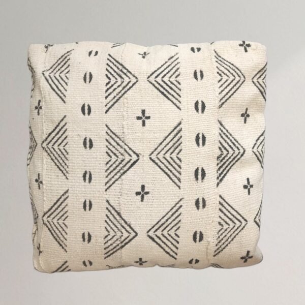 Housse de Coussin Bogolan Noir motifs blancs 4