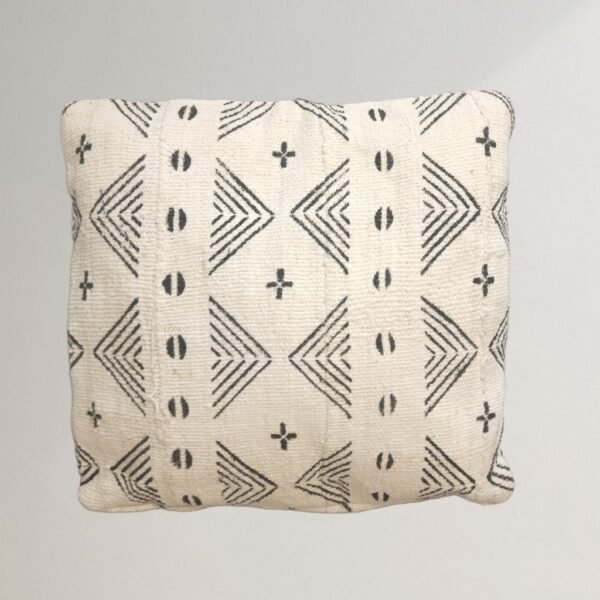 Housse de Coussin Bogolan Noir motifs blancs 5