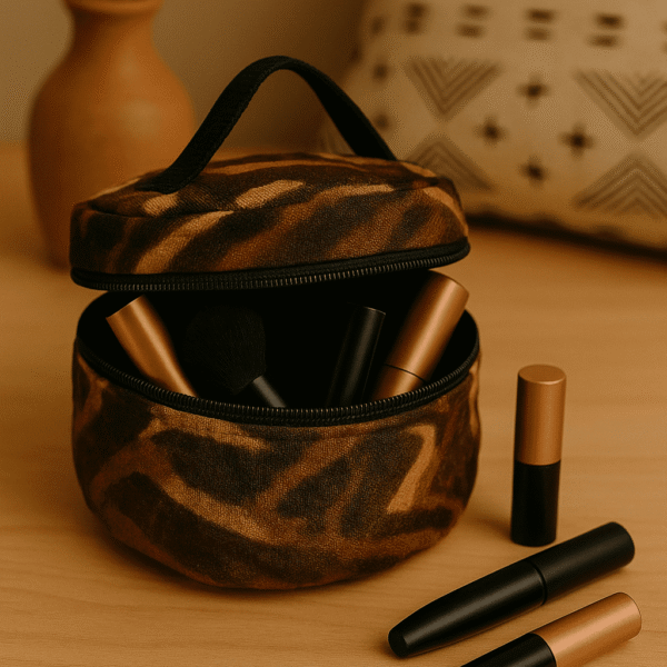 Trousse artisanale ronde Tissu Kuba 7